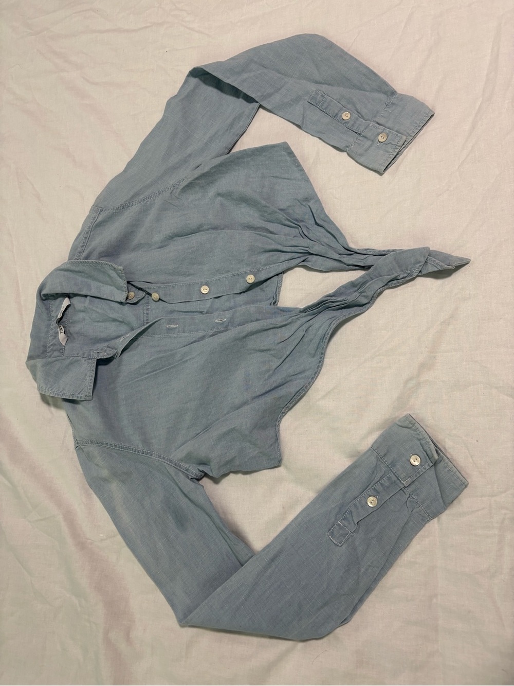 Zara Cropped Denim Tie-Front Women's Top